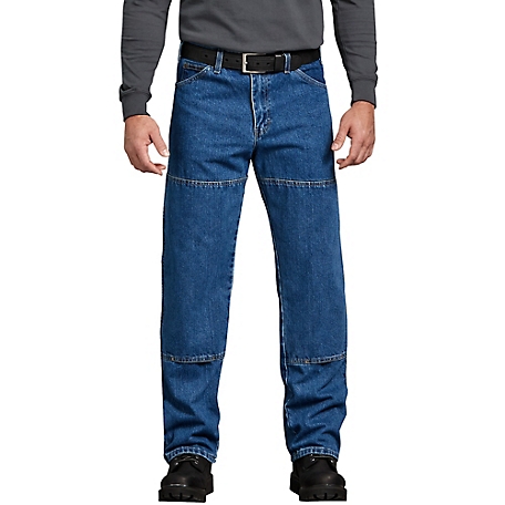 Dickies Men's Relaxed Fit Mid-Rise Workhorse Double-Knee Denim Jeans