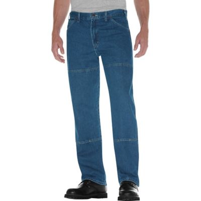 Dickies Men's Relaxed Fit Mid-Rise Workhorse Denim Work Jeans with Double Knees