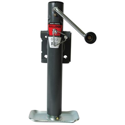 Bulldog 2,000 lb. Round Trailer Jack, Side Mount, Side Wind, Weld-On, 10 in. Travel