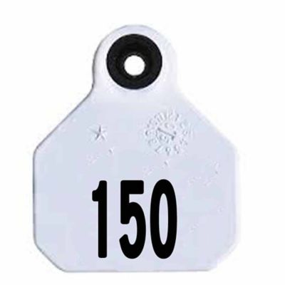 Y-TEX All-American Numbered ID Cattle Tags, 2 pc., 126-150, Mini, White, 25-Pack