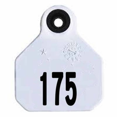 Y-TEX All-American Numbered ID Cattle Tags, 2 pc., 151-175, Mini, White, 25-Pack