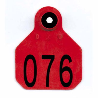 Y-TEX All-American Numbered ID Cattle Tags, 2 pc., 076-100, Mini, Red, 25-Pack, 6306076