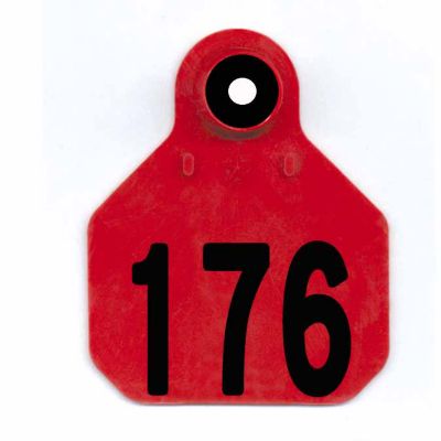 Y-TEX All-American Numbered ID Cattle Tags, 2 pc., 176-200, Mini, Red, 25-Pack, 6306176