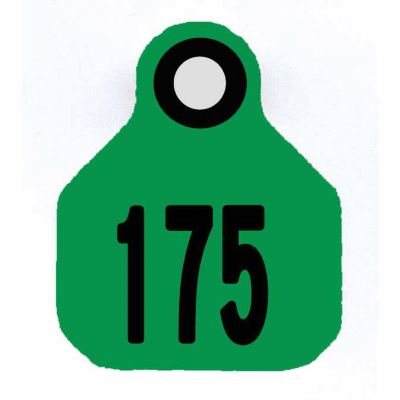 Y-TEX All-American Numbered ID Cattle Tags, 2 pc., 151-175, Mini, Green, 25-Pack