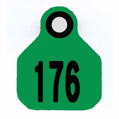 Y-TEX All-American Numbered ID Cattle Tags, 2 pc., 176-200, Mini, Green, 25-Pack
