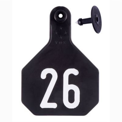 Image showing  All-American Numbered ID Cattle Tags, 2 pc., 026-050, Mini, Black, 25 pk., 6314026