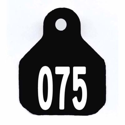 Y-TEX All-American Numbered ID Cattle Tags, 2 pc., 051-075, Mini, Black, 25-Pack