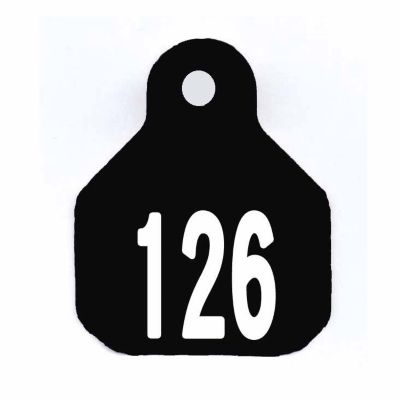 Y-TEX All-American Numbered ID Cattle Tags, 2 pc., 126-150, Mini, Black, 25-Pack