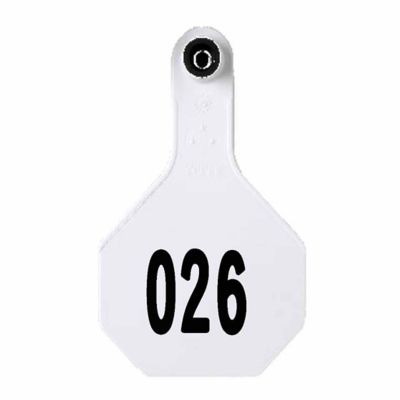 Y-TEX All-American Numbered Plastic Cattle ID Tags, 2 pc., 026-050, Small, White, 25-Pack