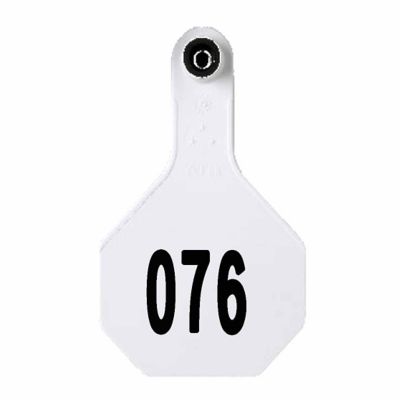 Y-TEX All-American Numbered ID Cattle Tags, 2 pc., 076-100, Small, White, 25-Pack