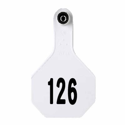 Y-TEX All-American Numbered Plastic Cattle ID Tags, 2 pc., 126-150, Small, White, 25 pk.