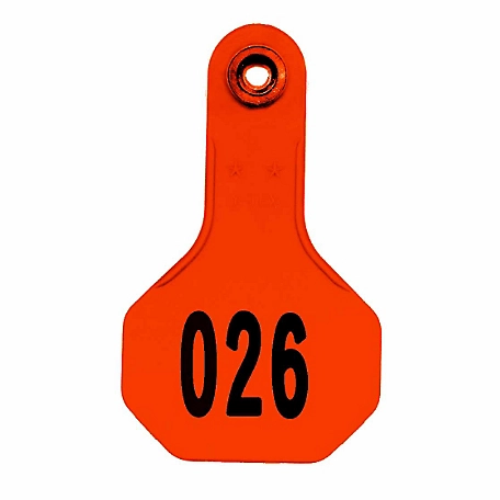 Y-TEX All-American Numbered ID Cattle Tags, 2 pc., 026-050, Small, Orange, 25-Pack