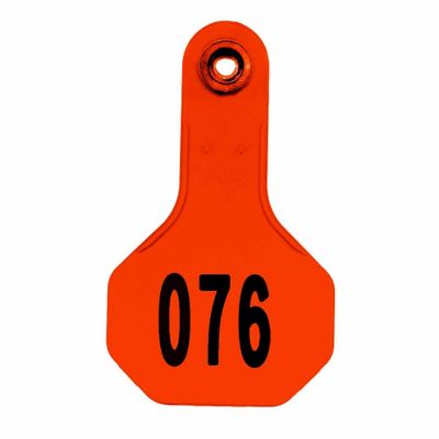 Y-TEX All-American Numbered ID Cattle Tags, 2 pc., 076-100, Small, Orange, 25-Pack