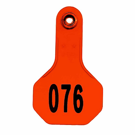 Y-TEX All-American Numbered ID Cattle Tags, 2 pc., 076-100, Small, Orange, 25-Pack