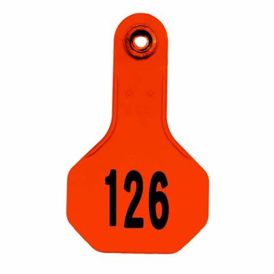 Y-TEX All-American Numbered Plastic Cattle ID Tags, 2 pc., 126-150, Small, Orange, 25-Pack