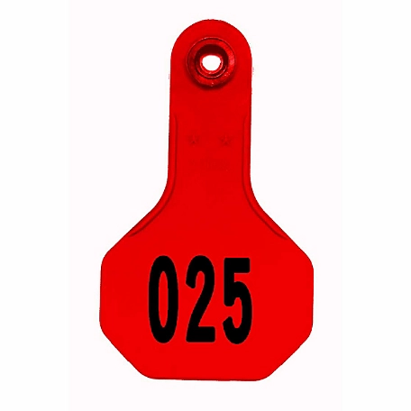 Y-TEX All-American Numbered ID Cattle Tags, 2 pc., 001-025, Small, Red, 25-Pack