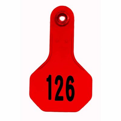 Y-TEX All-American Numbered ID Cattle Tags, 2 pc., 126-150, Small, Red, 25-Pack