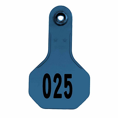 Y-TEX All-American Numbered ID Cattle Tags, 2 pc., 001-025, Small, Blue, 25-Pack