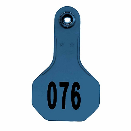 Y-TEX All-American Numbered ID Cattle Tags, 2 pc., 076-100, Small, Blue,  25-Pack