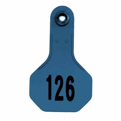 Y-TEX All-American Numbered ID Cattle Tags, 2 pc., 126-150, Small, Blue, 25-Pack