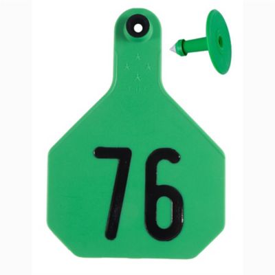Image showing  All-American Numbered ID Cattle Tags, 2 pc., 076-100, Small, Green, 25-Pack