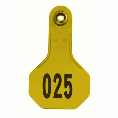 Y-TEX All-American Numbered ID Cattle Tags, 2 pc., 001-025, Small, Yellow, 25-Pack