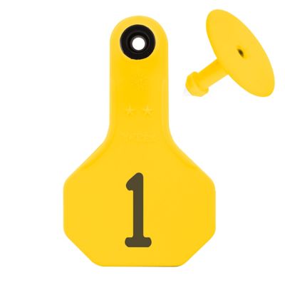 Y-TEX All-American Numbered ID Cattle Tags, 2 pc., 001-025, Small, Yellow, 25-Pack