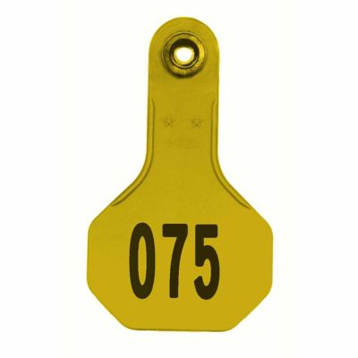 Y-TEX All-American Numbered ID Cattle Tags, 2 pc., 051-075, Small, Yellow, 25-Pack