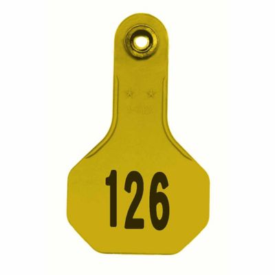Y-TEX All-American Numbered ID Cattle Tags, 2 pc., 126-150, Small, Yellow, 25-Pack