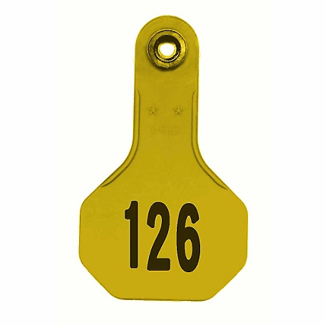 Y-TEX All-American Numbered ID Cattle Tags, 2 pc., 126-150, Small, Yellow, 25-Pack