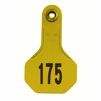Y-TEX All-American Numbered ID Cattle Tags, 2 pc., 151-175, Small, Yellow, 25-Pack