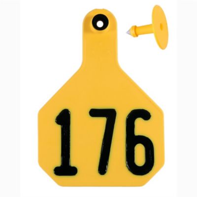 Image showing  All-American Numbered ID Cattle Tags, 2 pc., 176-200, Small, Yellow, 25-Pack, 7512176