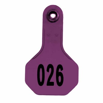 Y-TEX All-American Numbered ID Cattle Tags, 2 pc., 026-050, Small, Purple, 25-Pack