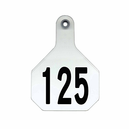 Y-TEX All-American Numbered ID Cattle Tags, 2 pc., 101-125, Medium, White, 25-Pack, 7700101