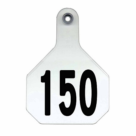 Y-TEX All-American Numbered ID Cattle Tags, 2 pc., 126-150, Medium, White, 25-Pack