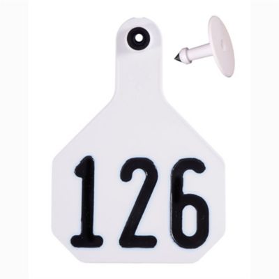 Image showing  All-American Numbered Plastic Cattle ID Tags, 2 pc., 126-150, Medium, White, 25 pk.