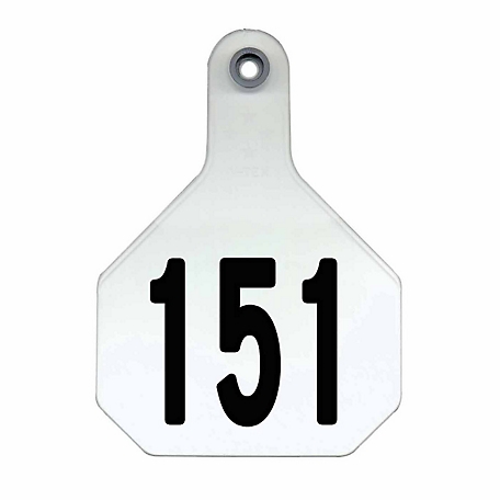 Y-TEX All-American Numbered ID Cattle Tags, 2 pc., 151-175, Medium, White, 25-Pack