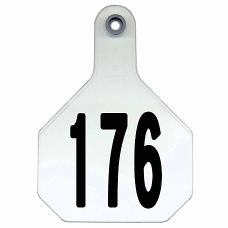 Y-TEX All-American Numbered ID Cattle Tags, 2 pc., 176-200, Medium, White, 25-Pack