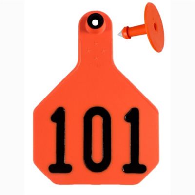 Image showing  Numbered All-American ID Cattle Tags, 2 pc., 101-125, Medium, Orange, 25-Pack
