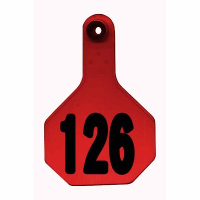 Y-TEX All-American Numbered ID Cattle Tags, 2 pc., 126-150, Medium, Red, 25-Pack