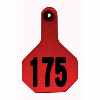 Y-TEX All-American Numbered ID Cattle Tags, 2 pc., 151-175, Medium, Red, 25-Pack