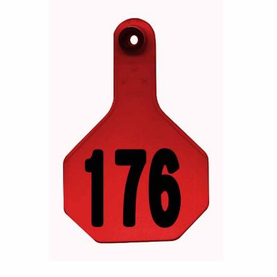 Y-TEX All-American Numbered ID Cattle Tags, 2 pc., 176-200, Medium, Red, 25-Pack