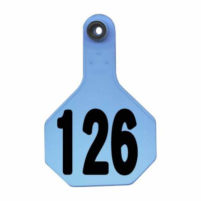 Y-TEX All-American Numbered Plastic Cattle ID Tags, 2 pc., 126-150, Medium, Blue, 25-Pack
