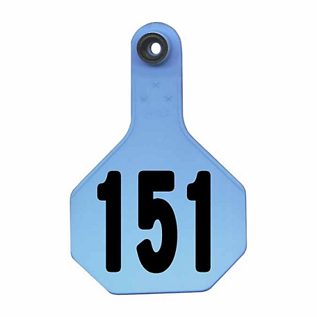 Y-TEX All-American Numbered ID Cattle Tags, 2 pc., 151-175, Medium, Blue, 25-Pack