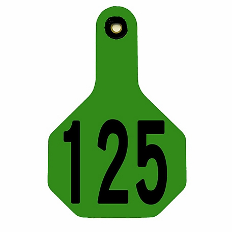 Y-TEX All-American Numbered ID Cattle Tags, 2 pc., 101-125, Medium, Green, 25-Pack