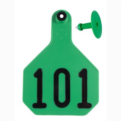 Image showing  Numbered All-American ID Cattle Tags, 2 pc., 101-125, Medium, Green, 25 pk.