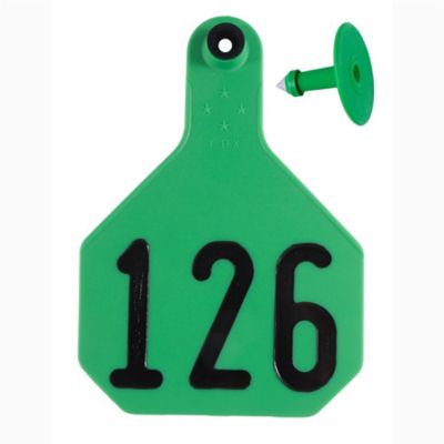 Image showing  All-American Numbered ID Cattle Tags, 2 pc., 126-150, Medium, Green, 25 pk.