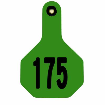 Y-TEX All-American Numbered ID Cattle Tags, 2 pc., 151-175, Medium, Green, 25-Pack