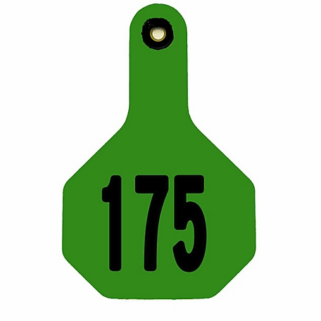 Y-TEX All-American Numbered ID Cattle Tags, 2 pc., 151-175, Medium, Green, 25-Pack