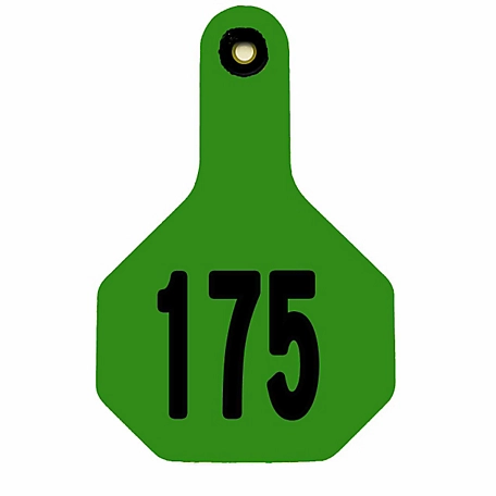 Y-TEX All-American Numbered ID Cattle Tags, 2 pc., 151-175, Medium, Green, 25-Pack